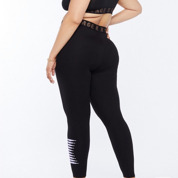 💜SAVAGE X FENTY Forever Jersey leggings Black & Lavender logo - Picture 5 of 11